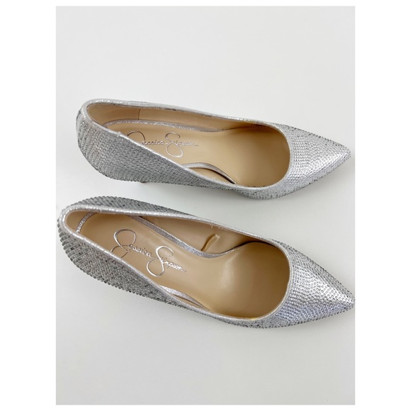 Jessica Simpson Evening Heels Sparkly Rhinestone Silver - Picture 8 of 15